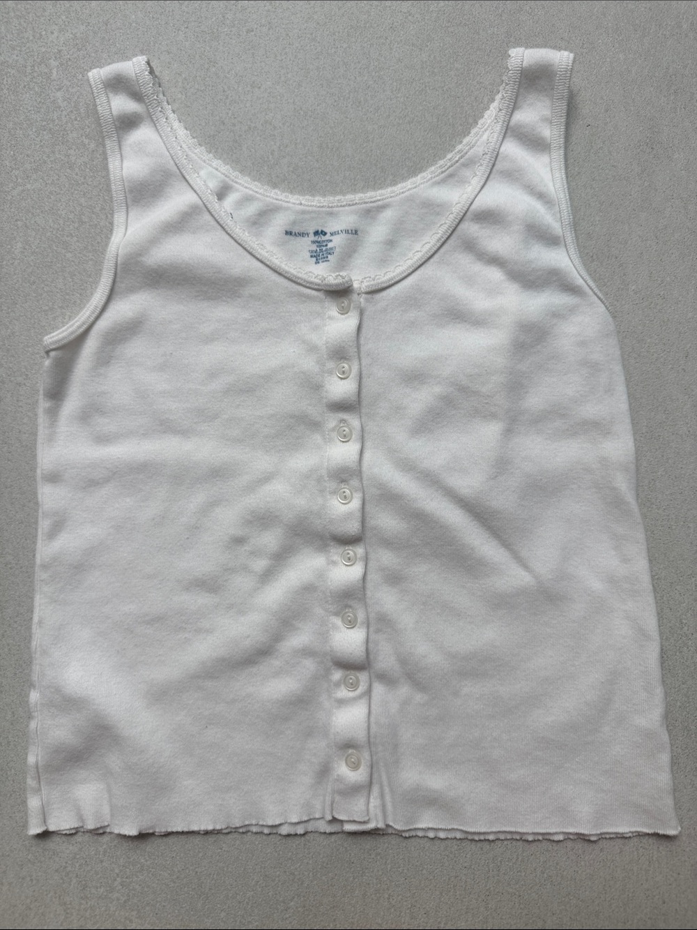 Brandy Melville White Button-Front Tank Top